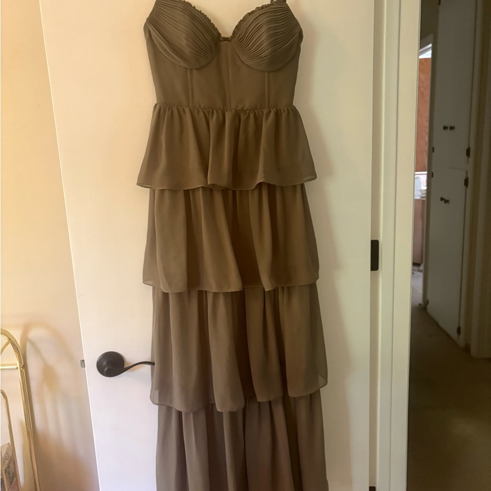 Birdy Grey Lola Chiffon Dress in Moss Green